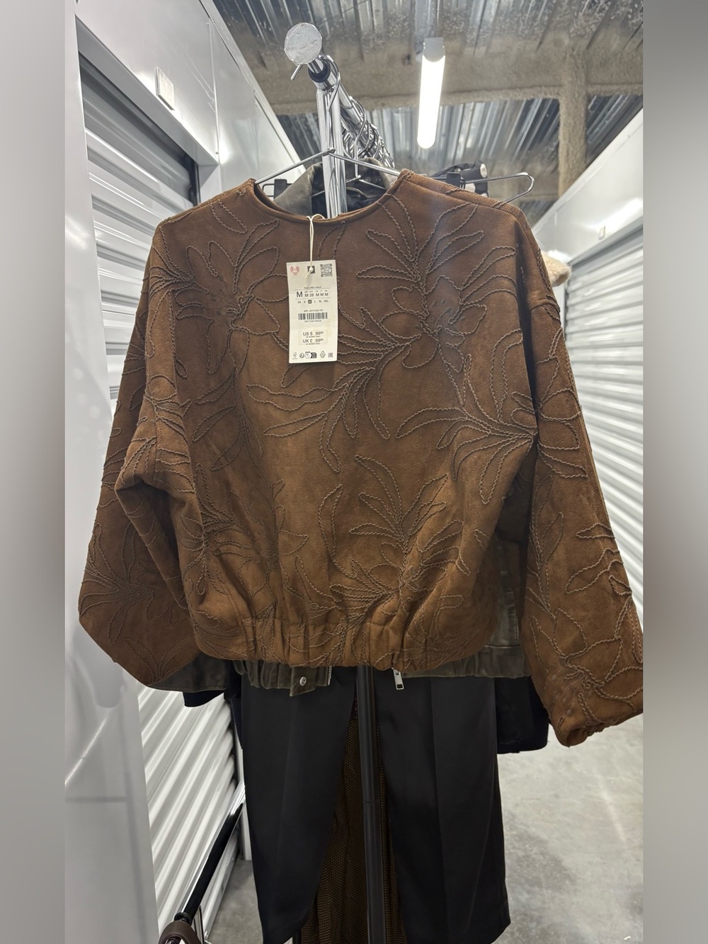 Zara Faux suede bomber jacket with embroidery - Picture 8 of 9